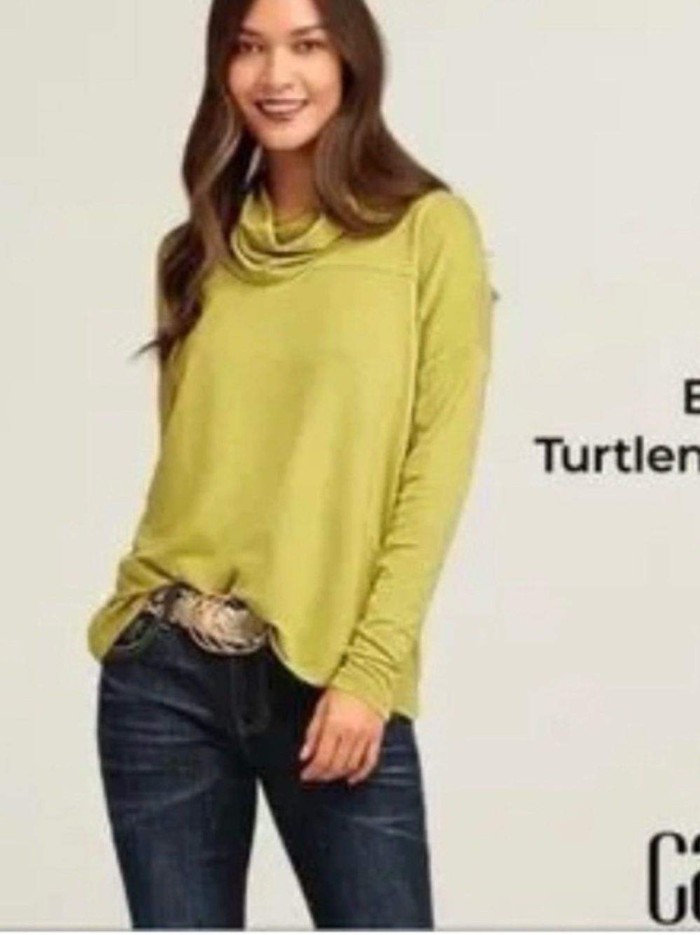 CAbi Chartreuse Cowl Neck Lightweight Top